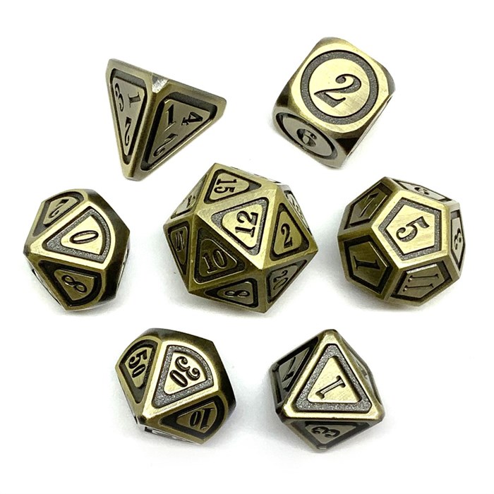 Кубики ДнД (7 шт) металлические / Дайсы для DnD / Dungeons & Dragons / RPG / Готовый металл - фото 10473