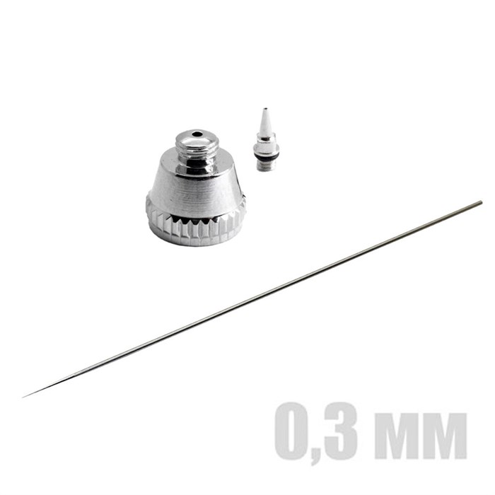 Набор для аэрографа с резьбовым соплом 0,3 мм (игла, сопло, корпус диффузора) OW - фото 11998