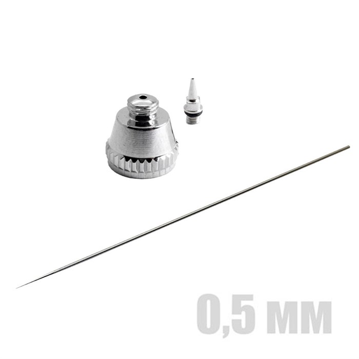 Набор для аэрографа с резьбовым соплом 0,5 мм (игла, сопло, корпус диффузора) OW - фото 11999