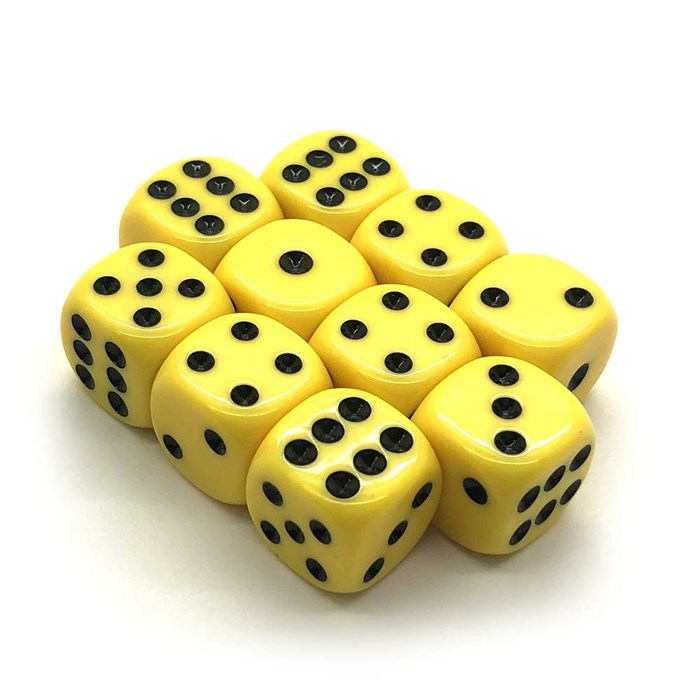 Набор кубиков 10 шт. D6 матовый жёлтый 16мм с закруглёнными углами - фото 6832