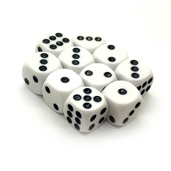 Кубики д6 16мм 10шт. Белый - фото 7041