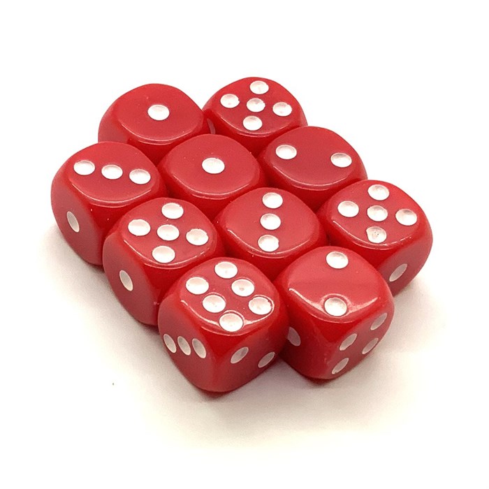 Кубики д6 16мм 10шт. Красный - фото 7148