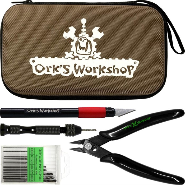 Набор инструмент для моделизма (нож+дрель+кусачки) в кейсе "Стандарт Плюс" (коричневый) Ork's Workshop - фото 8363