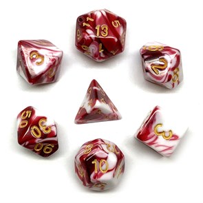 Кубики ДнД (7 шт) / Дайсы для DnD / Dungeons & Dragons / RPG / Розовый мрамор