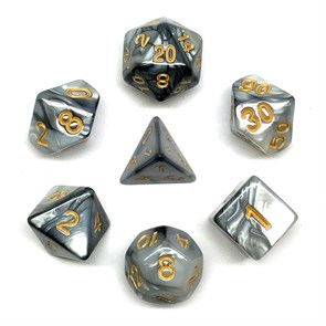 Кубики ДнД (7 шт) / Дайсы для DnD / Dungeons & Dragons / RPG / Серый мрамор