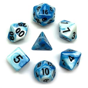 Кубики ДнД (7 шт) / Дайсы для DnD / Dungeons & Dragons / RPG / Голубой гранит