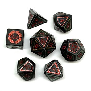 Кубики ДнД (7 шт) металлические / Дайсы для DnD / Dungeons & Dragons / RPG / Черная сталь