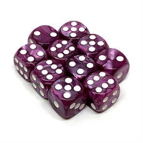 Набор кубиков D6 перламутровые Темный розовый 16мм со скругленными углами (10 шт.)
