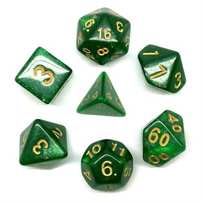 Кубики ДнД (7 шт) / Дайсы для DnD / Dungeons & Dragons / RPG / Зеленая туманность