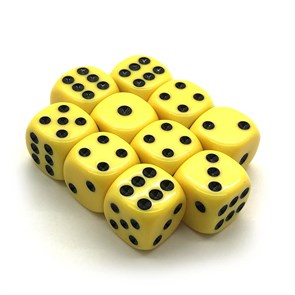 Набор кубиков 10 шт. D6 матовый жёлтый 16мм с закруглёнными углами