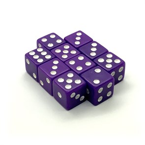 Кубики д6 12мм  10шт. Фиолетовый