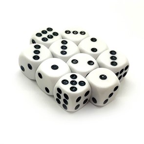 Кубики д6 16мм 10шт. Белый