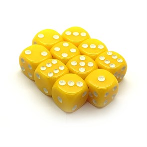 Кубики д6 16мм 10шт. Желтый