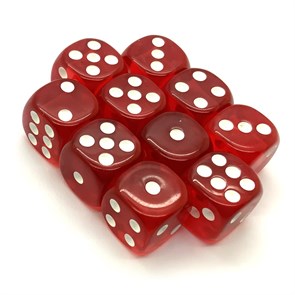 Кубики д6 14мм  10шт. Красные прозрачные