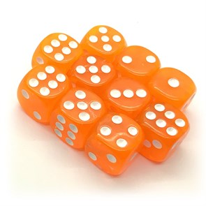 Кубики д6 14мм  10шт. Оранжевые прозрачные