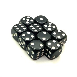 Кубики д6 16мм 10шт. Черный