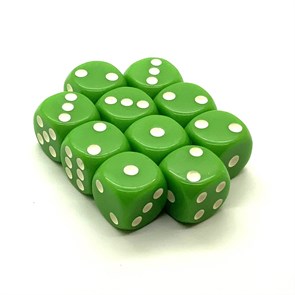 Кубики д6 16мм 10шт. Зеленый
