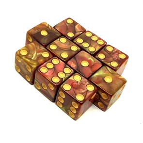 Набор кубиков 10 шт. D6 перламутровые "Ярость Леса" 16мм с ровными углами