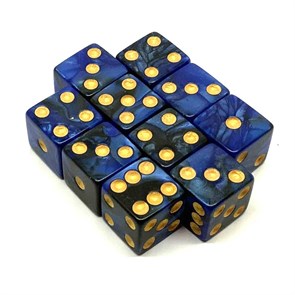 Набор кубиков 10 шт. D6 перламутровые "Бездна" 16мм с ровными углами