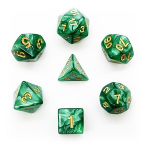 Кубики ДнД (7 шт) / Дайсы для DnD / Dungeons & Dragons /  RPG / Нефрит с золотом
