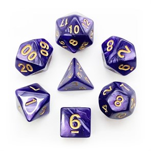 Кубики ДнД (7 шт) / Дайсы для DnD / Dungeons & Dragons /  RPG / Темно-фиолетовый с золотом