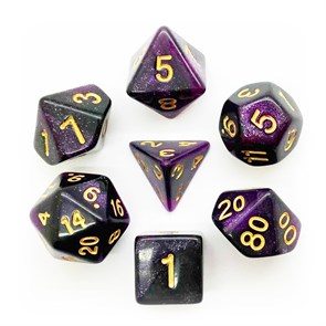 Кубики ДнД (7 шт) / Дайсы для DnD / Dungeons & Dragons /  RPG / Перламутровый черно-фиолетовый