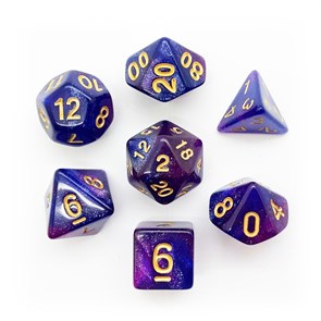 Кубики ДнД (7 шт) / Дайсы для DnD / Dungeons & Dragons /  RPG / Перламутровый сине-фиолетовый