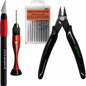 Набор моделиста OW Нож, Кусачки, Мини-дрель "Ракета"