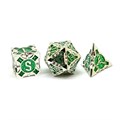 Кубики ДнД (7 шт) металлические / Дайсы для DnD / Dungeons & Dragons / RPG / Серебряный малахит - фото 10450