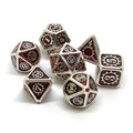 Кубики ДнД (7 шт) металлические / Дайсы для DnD / Dungeons & Dragons / RPG / Красные шестерни - фото 10586