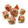 Кубики ДнД (7 шт) металлические / Дайсы для DnD / Dungeons & Dragons /  RPG / Чешуя дракона (красный с золотом) 16мм - фото 6312