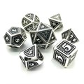 Кубики ДнД (7 шт) металлические / Дайсы для DnD / Dungeons & Dragons / RPG / Чешуя дракона (черный с серебром) 16мм - фото 6335