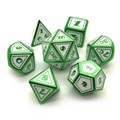 Кубики ДнД (7 шт) металлические / Дайсы для DnD / Dungeons & Dragons /  RPG / белый с зеленым - фото 6339