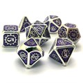 Кубики ДнД (7 шт) металлические / Дайсы для DnD / Dungeons & Dragons / RPG /  Шестеренки фиолетовый с серебром - фото 6408