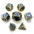 Кубики ДнД (7 шт) металлические / Дайсы для DnD / Dungeons & Dragons /  RPG / Чешуя дракона (сапфир с золотом) - фото 6644