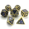 Кубики ДнД (7 шт) металлические / Дайсы для DnD / Dungeons & Dragons /  RPG / Чешуя дракона (сапфир с золотом) - фото 6645
