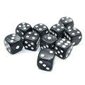 Набор кубиков 10 шт. Кубик D6 мраморный чёрный 16мм с закруглёнными углами - фото 6801