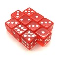 Набор кубиков 10 шт. D6 прозрачный красный 16мм с ровными углами - фото 6806