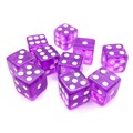 Набор кубиков 10 шт. D6 кристальный фиолетовый 16мм с ровными углами - фото 6809