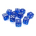 Набор кубиков 10 шт. D6 прозрачный синий 16мм с ровными углами - фото 6823