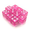 Набор кубиков 10 шт. D6 прозрачный розовый 16мм с ровными углами - фото 6828