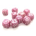Набор кубиков 10 шт. D6 мраморный розовый 16мм с закруглёнными углами - фото 6862