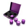 Кубики д6 алюминиевые  16мм 5шт. Фиолетовые в кейсе - фото 7055