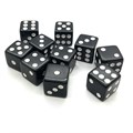 Кубики д6 16мм 10шт. Черные с острыми углами - фото 7061