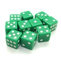 Кубики д6 16мм 10шт. Зеленые с острыми углами - фото 7067