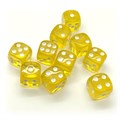 Кубики д6 14мм  10шт. Желтыйе прозрачные - фото 7075