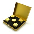 Кубики д6 алюминиевые  16мм 5шт. Золотые в кейсе - фото 7102