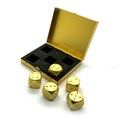 Кубики д6 алюминиевые  16мм 5шт. Золотые в кейсе - фото 7103