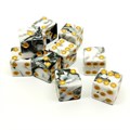 Набор кубиков D6 перламутровые Белый Мрамор 16мм с ровными углами (10 шт.) - фото 7636