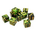 Набор кубиков 10 шт. D6 перламутровые "Зеленый Дракон" 16мм с ровными углами - фото 7644